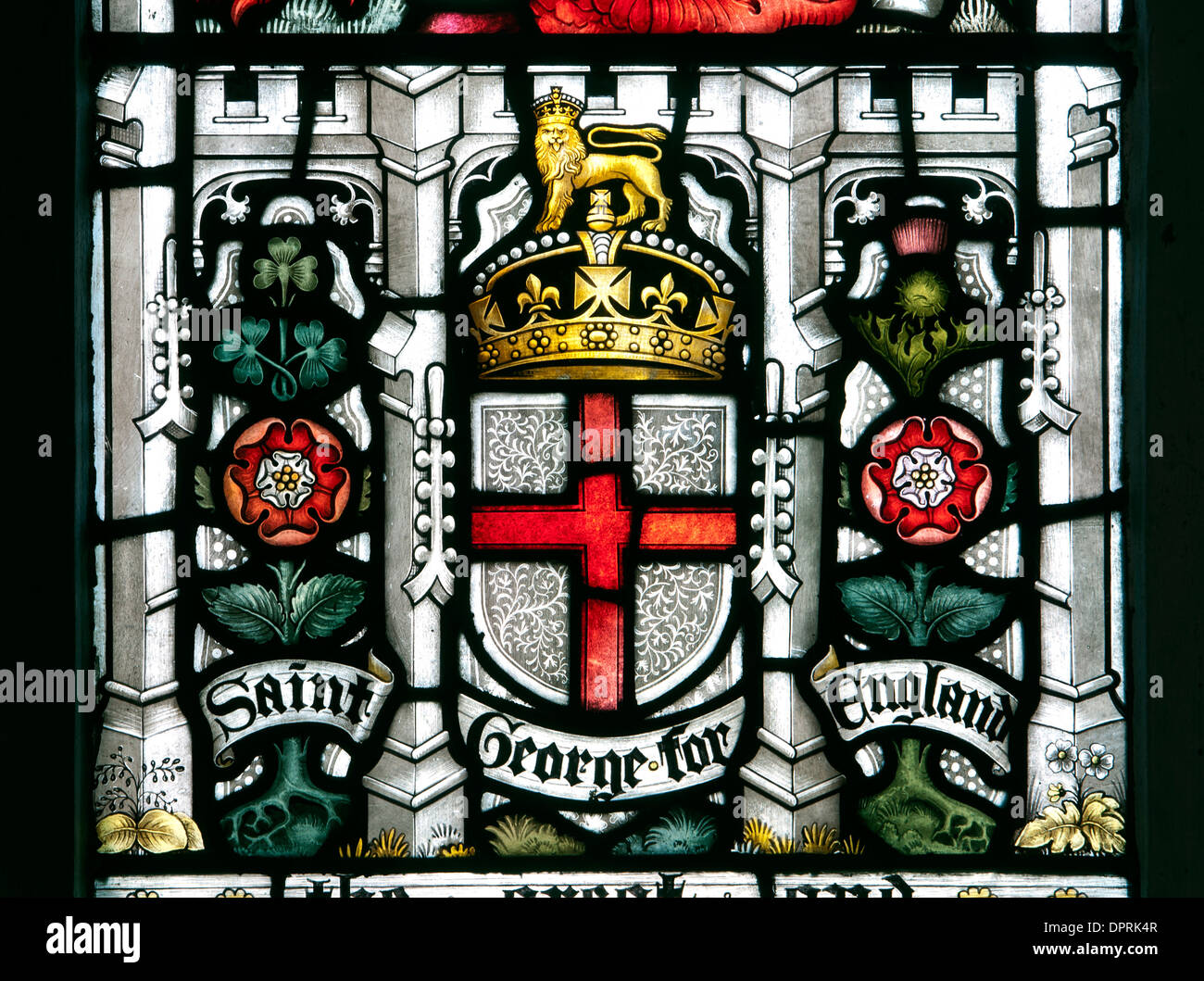 Saint stained glass, All Saints Church, Kings Langley Stock