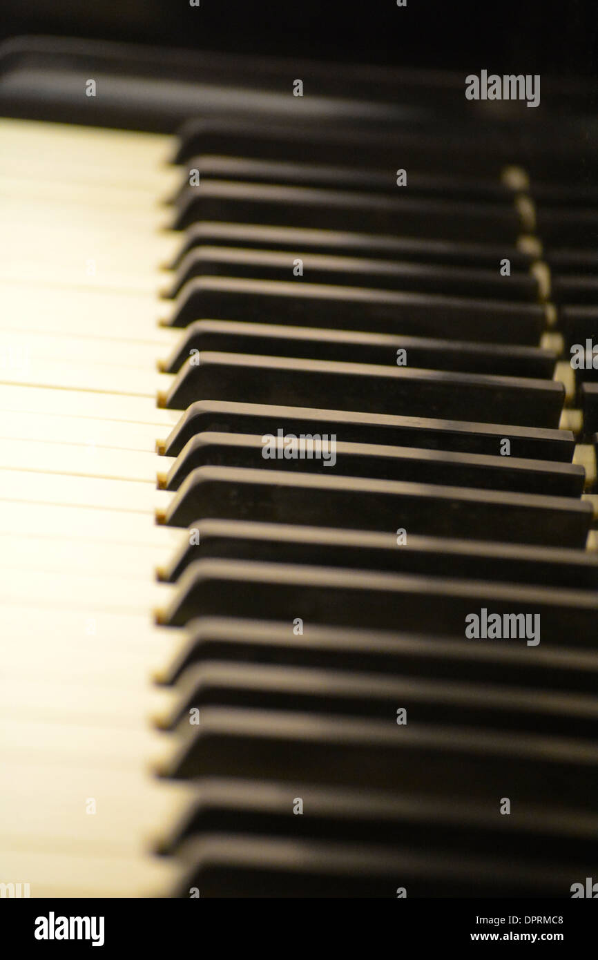 Baby Grand Piano and all of its keys Stock Photo