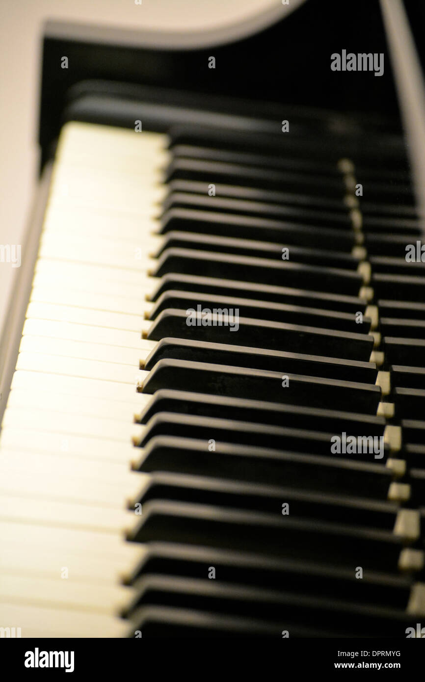 Baby Grand Piano and all of its keys Stock Photo