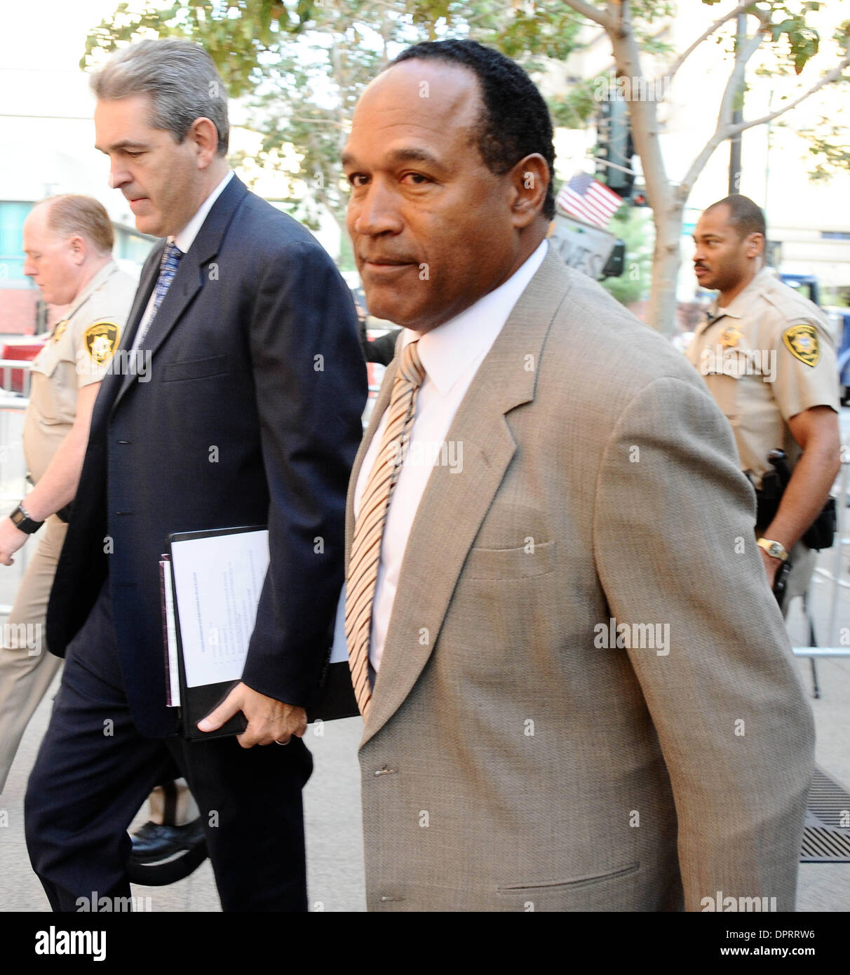 Dec 05, 2008 - Las Vegas, Nevada, USA - A broken O.J. Simpson has been sentenced to at least 15 years in prison for a Las Vegas hotel armed robbery by a judge who rejected his apology and said, 'It was much more than stupidity.' The former US football star and actor was accused of robbing two dealers of sports memorabilia in 2007. PICTURED - Sep 15, 2008 - Las Vegas - O.J. SIMPSON  Stock Photo