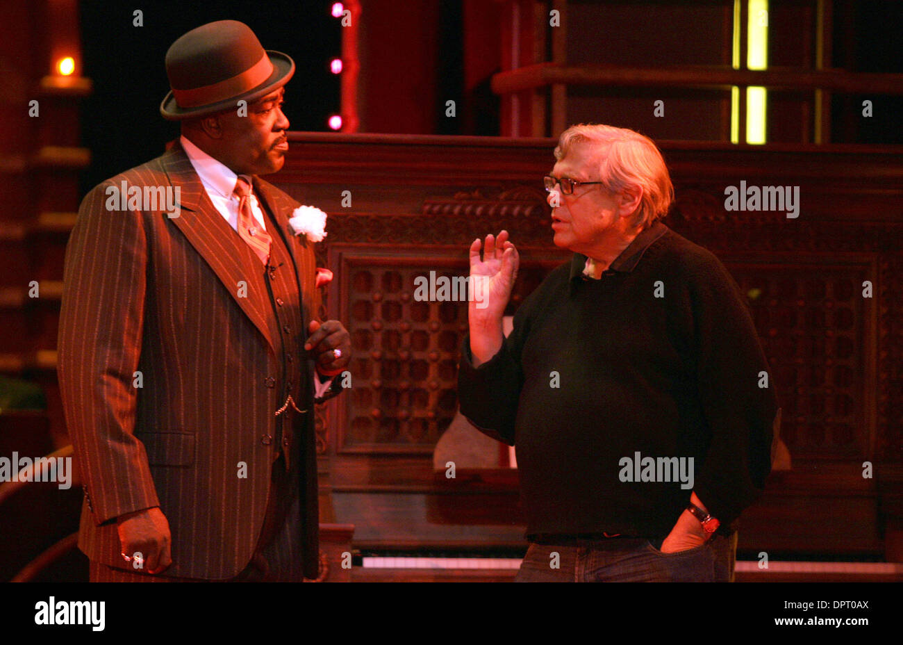 Apr 17, 2009 - Los Angeles, California, United States - Director RICHARD MALTBY(R) interacts with artist DOUG ESKEW on stage before a dress rehearsal for the musical show 'Ain't Misbeavin' at the Ahmanson Theatre. (Credit Image: © Ringo Chiu/ZUMA Press) Stock Photo