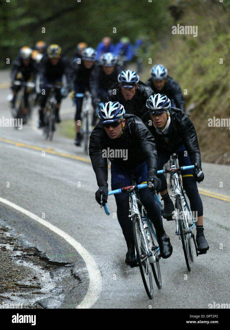 Riders in the Peloton make their way along a section of Calaveras Road during the Amgen Tour of California Tuesday February 17, 2009 in Sunol, Calif. Tuesday's third stage sees riders race one hundred and four miles from San Jose to Modesto. (Anda Chu/Staff) Stock Photo