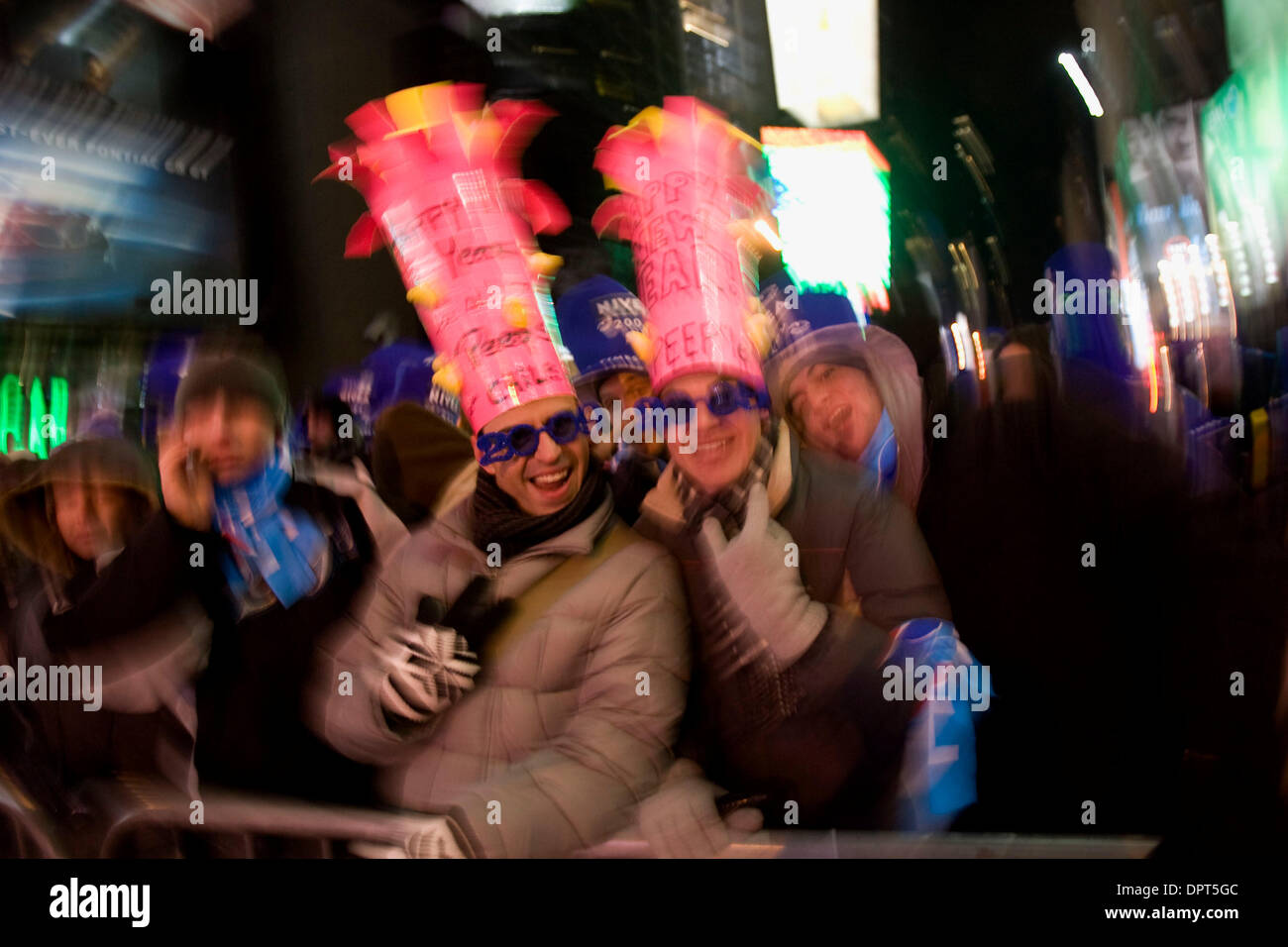 Dec 31, 2008 - New York, New York, USA - Revellers take part in the New Year's Eve festivities in New York's Times Square. (Credit Image: © Mehmet Demirci/ZUMA Press) Stock Photo