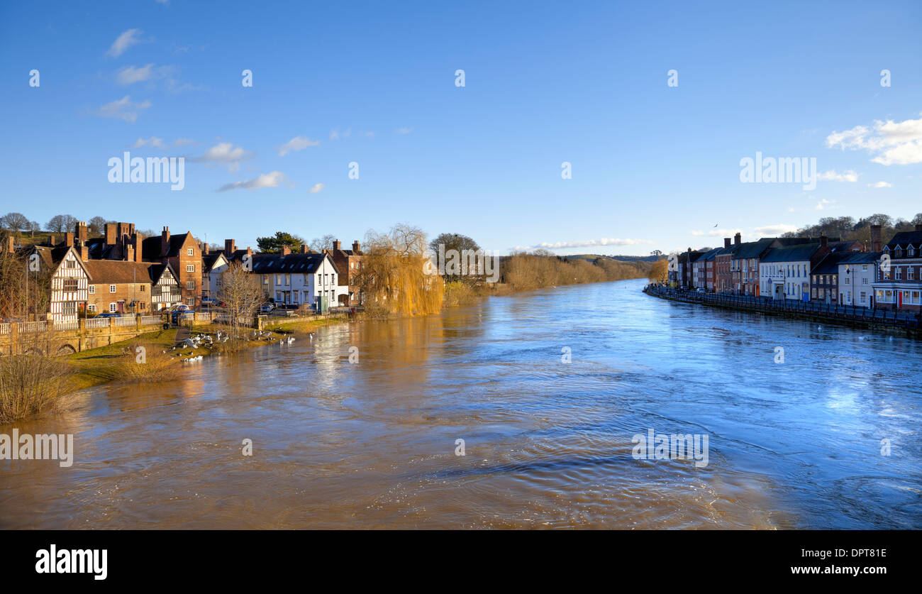 High water levels on the River Severn, Bewdley, Worcestershire, England