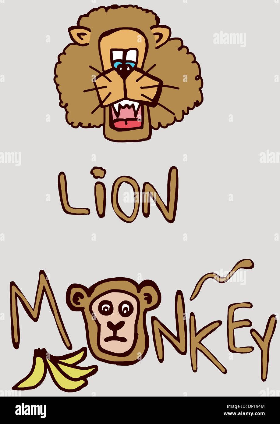 lion and monkey Stock Photo Alamy