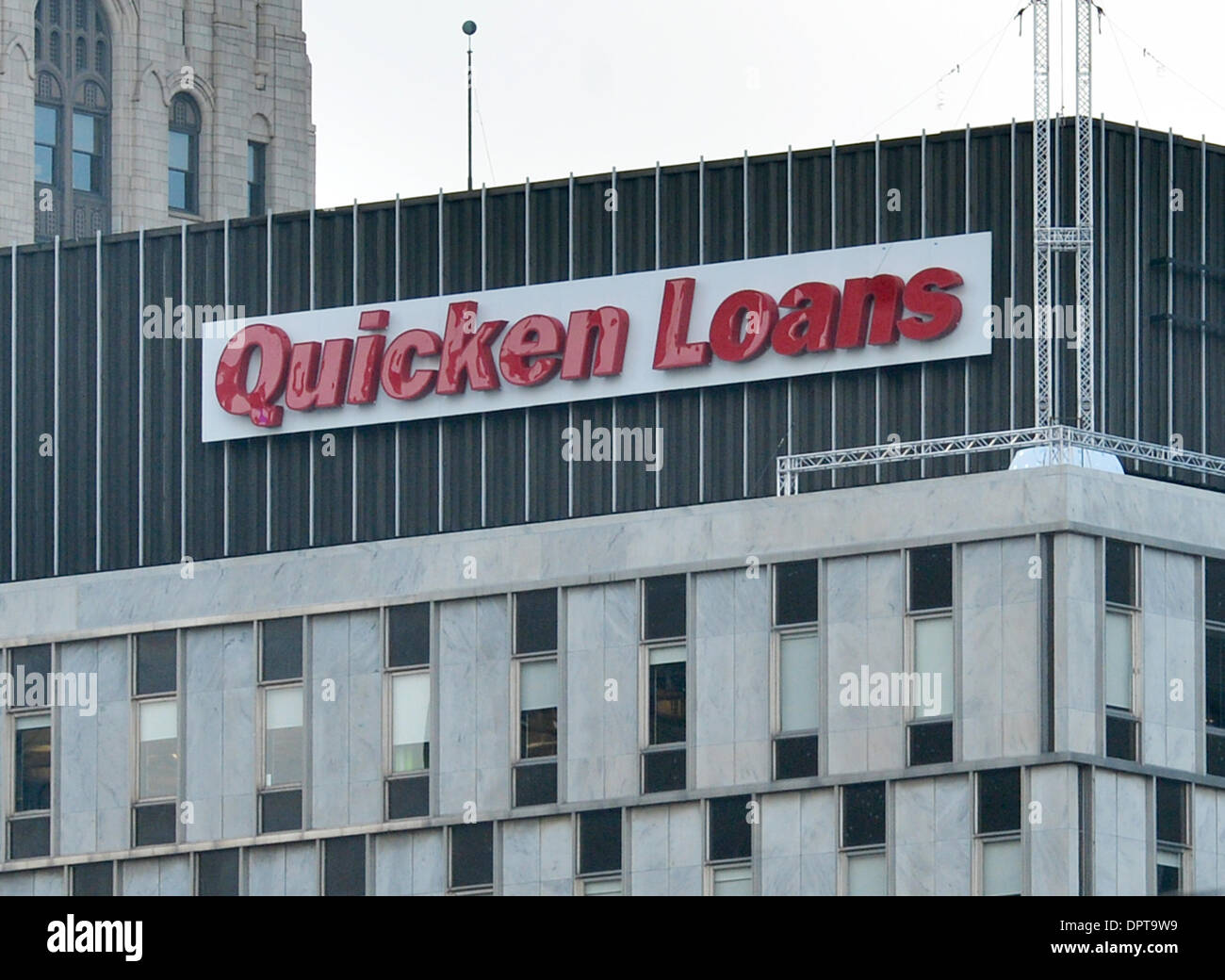 Detroit, USA. 12th Jan, 2014. View of the Quicken Loans logo in Detroit, USA, 12 January 2014. Photo: ULI DECK/DPA/Alamy Live News Stock Photo