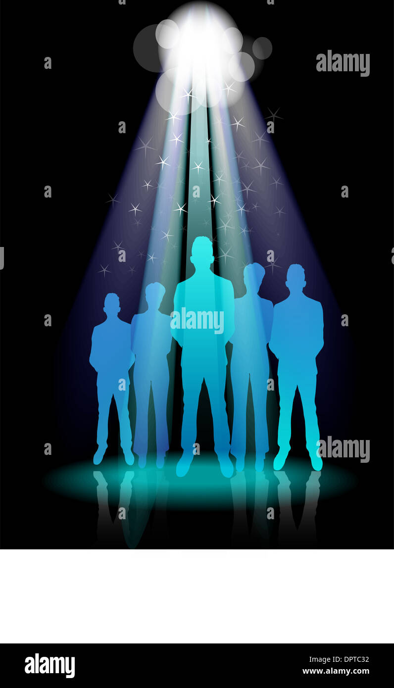 Illustration of business group standing in spotlights Stock Photo Alamy