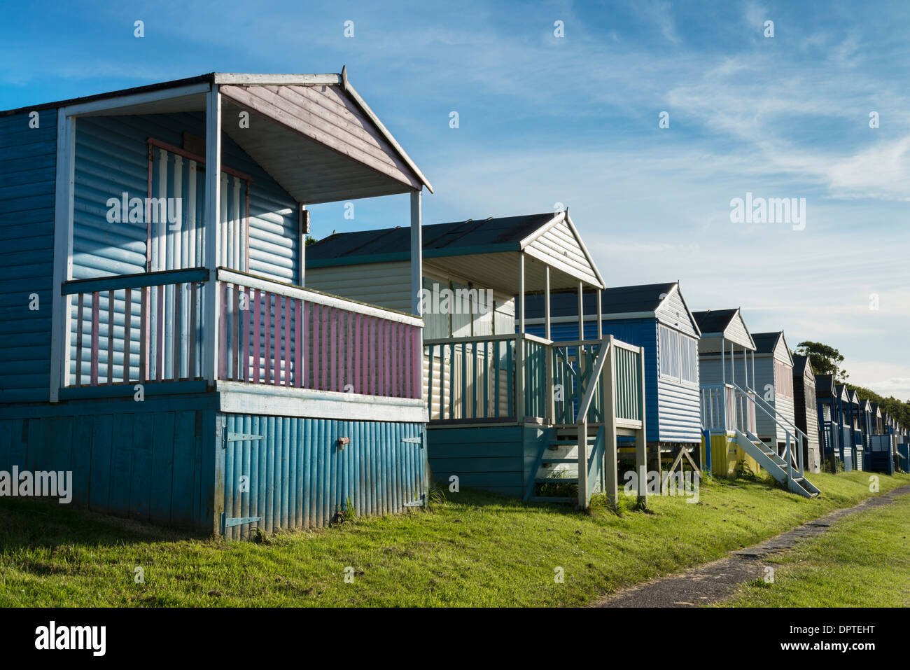 Beach huts at Whitstable (Tankerton), Kent, UK. Stock Photo