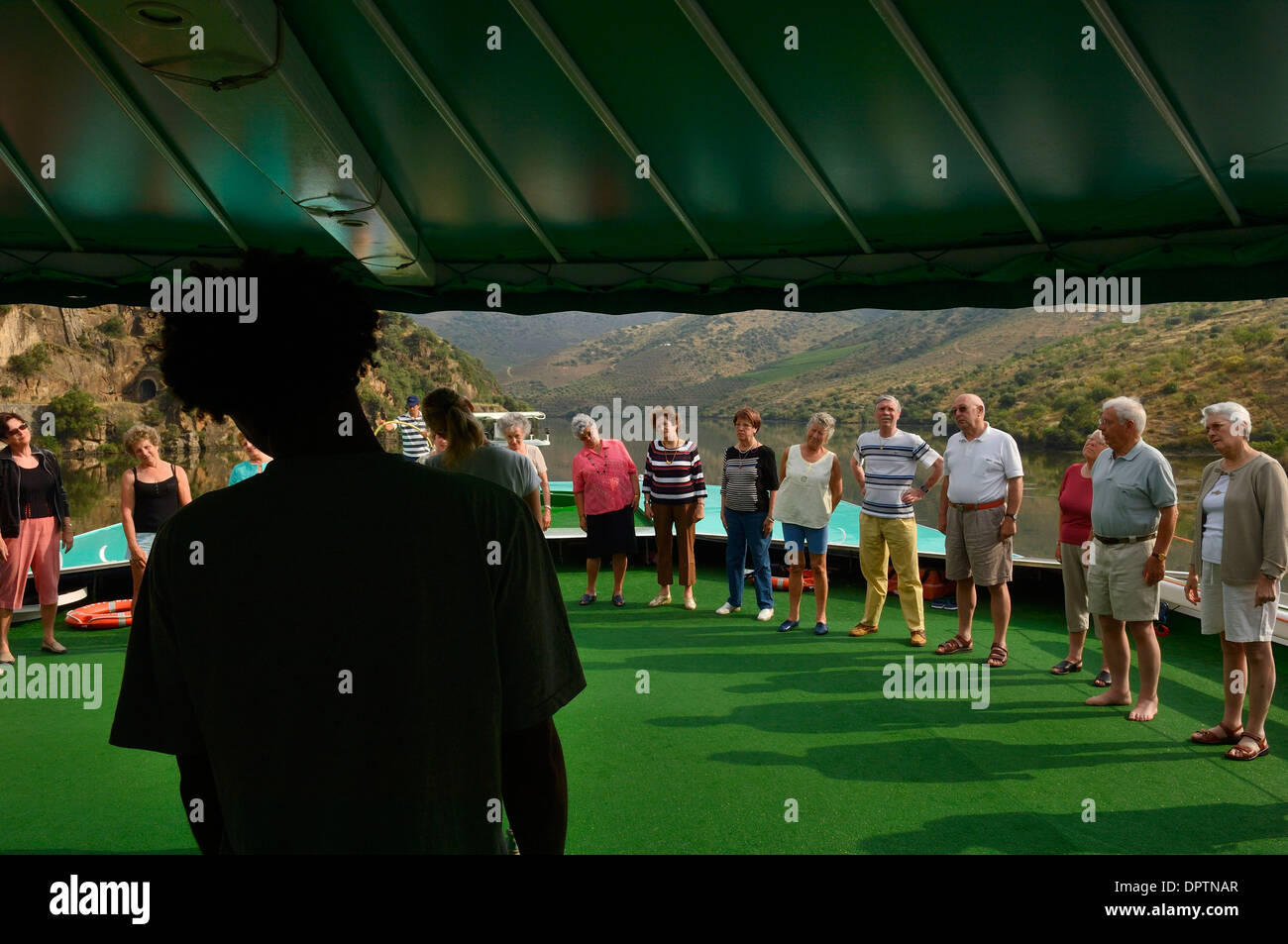 Exercise class on board a Douro valley river cruise. Portugal Stock ...