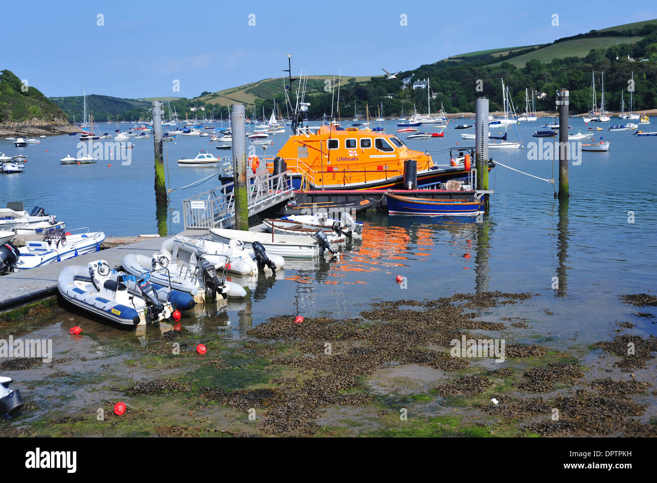 R.N.L.I. Baltic Exchange moored in the Fowey Estuary Stock Photo
