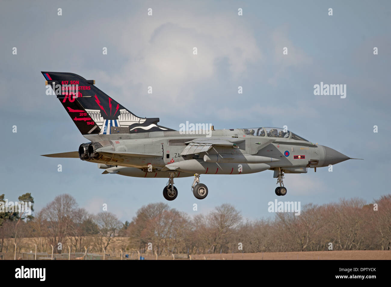 The Lossiemouth GR4 Tornado GR4 sporting the 617 Sqn Dambusters tail markings.  SCO 9233 Stock Photo