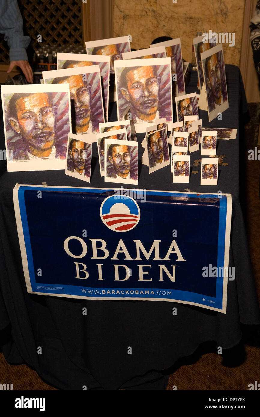 Jan 20, 2009 - Seattle, Washington, USA - From cup cakes to Jones Soda Cola, everyone is cashing in on Obama's image. Over 2500 people turned out to watch a large TV screen at the Paramount theatre in Seattle,WA. It was standing room only in the venu,as Barack Obama was sworn in as the 44th president of the United States. (Credit Image: © Daren Fentiman/ZUMA Press) Stock Photo