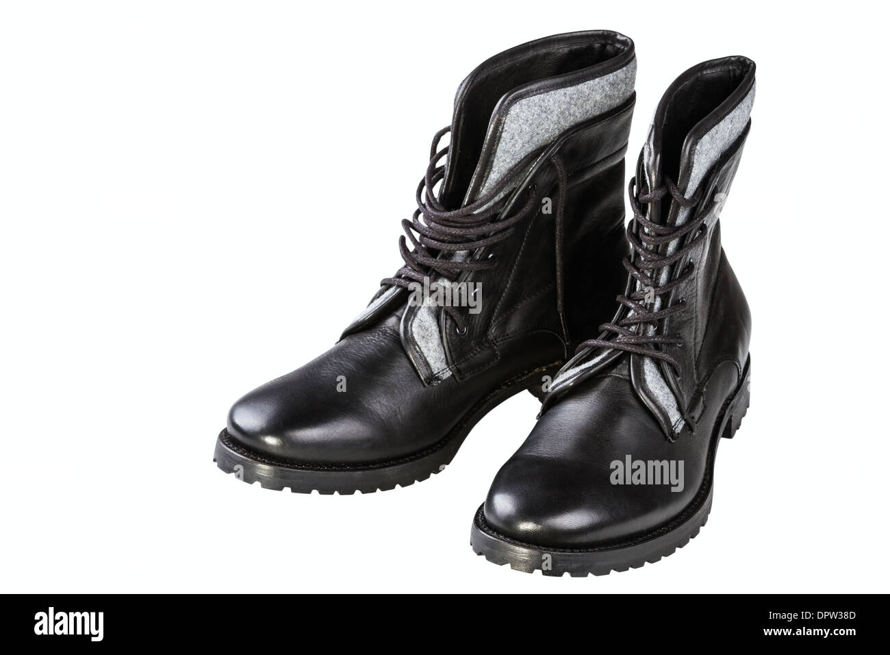 black man's boot isolated on white background Stock Photo - Alamy