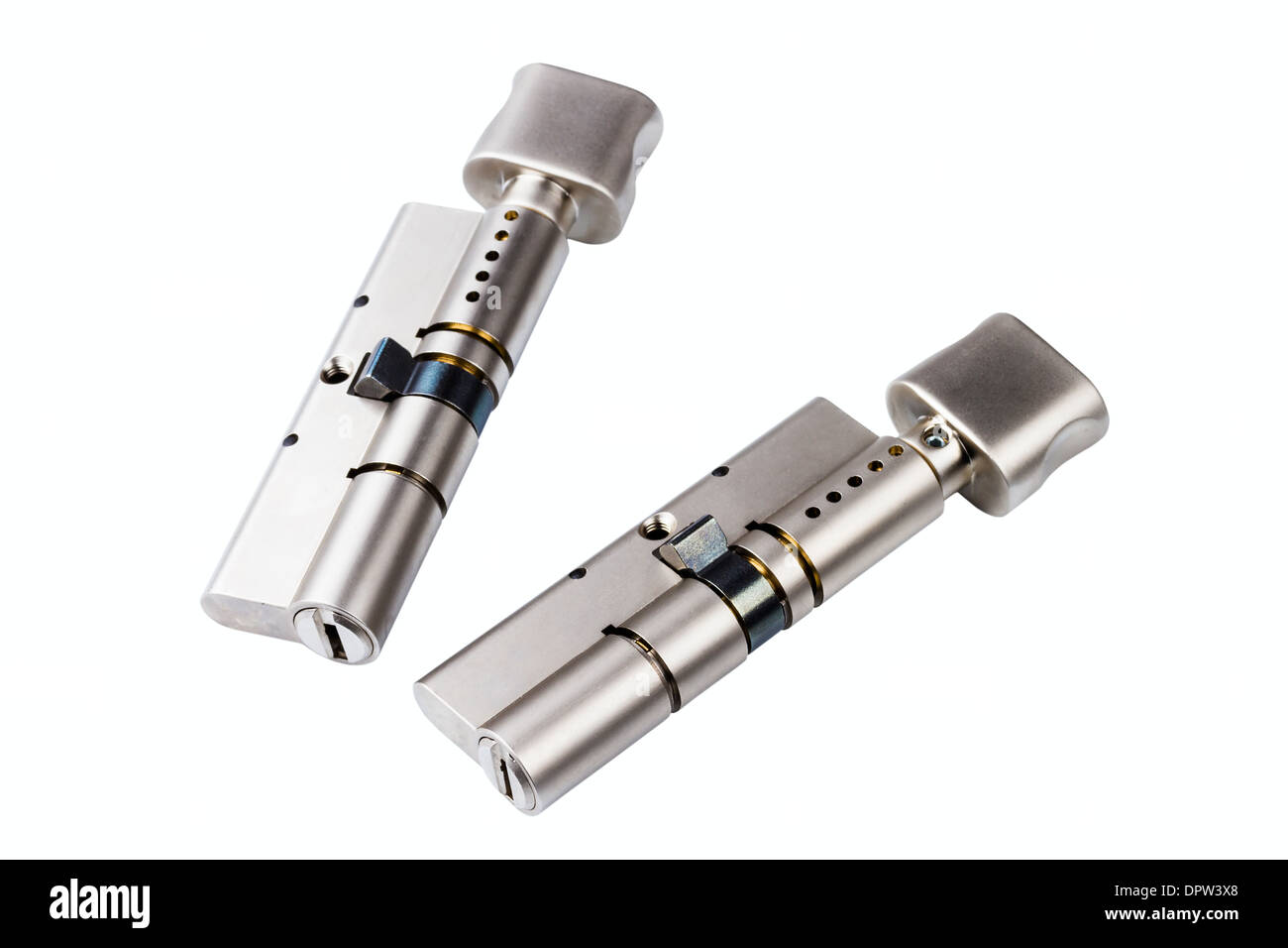 lock cylinder with thumb turn isolated on white background Stock Photo