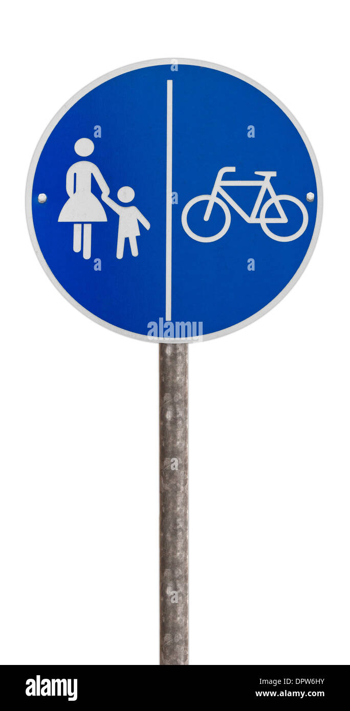 German road sign for pedestrians and cyclists who have their own lane Stock Photo