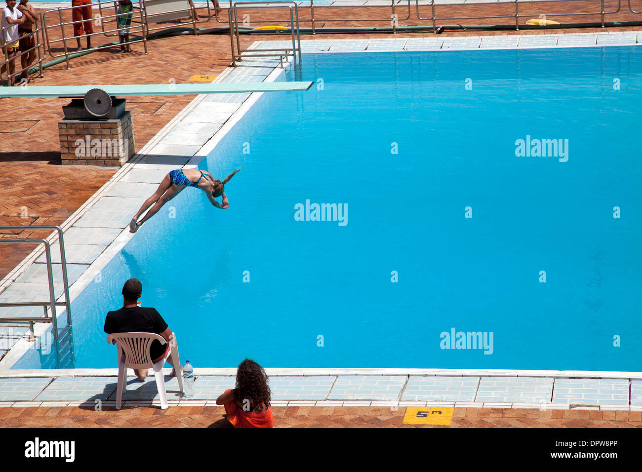 Young Girl Diving into Pool at Pavilion Swimming Baths in Sea Point
