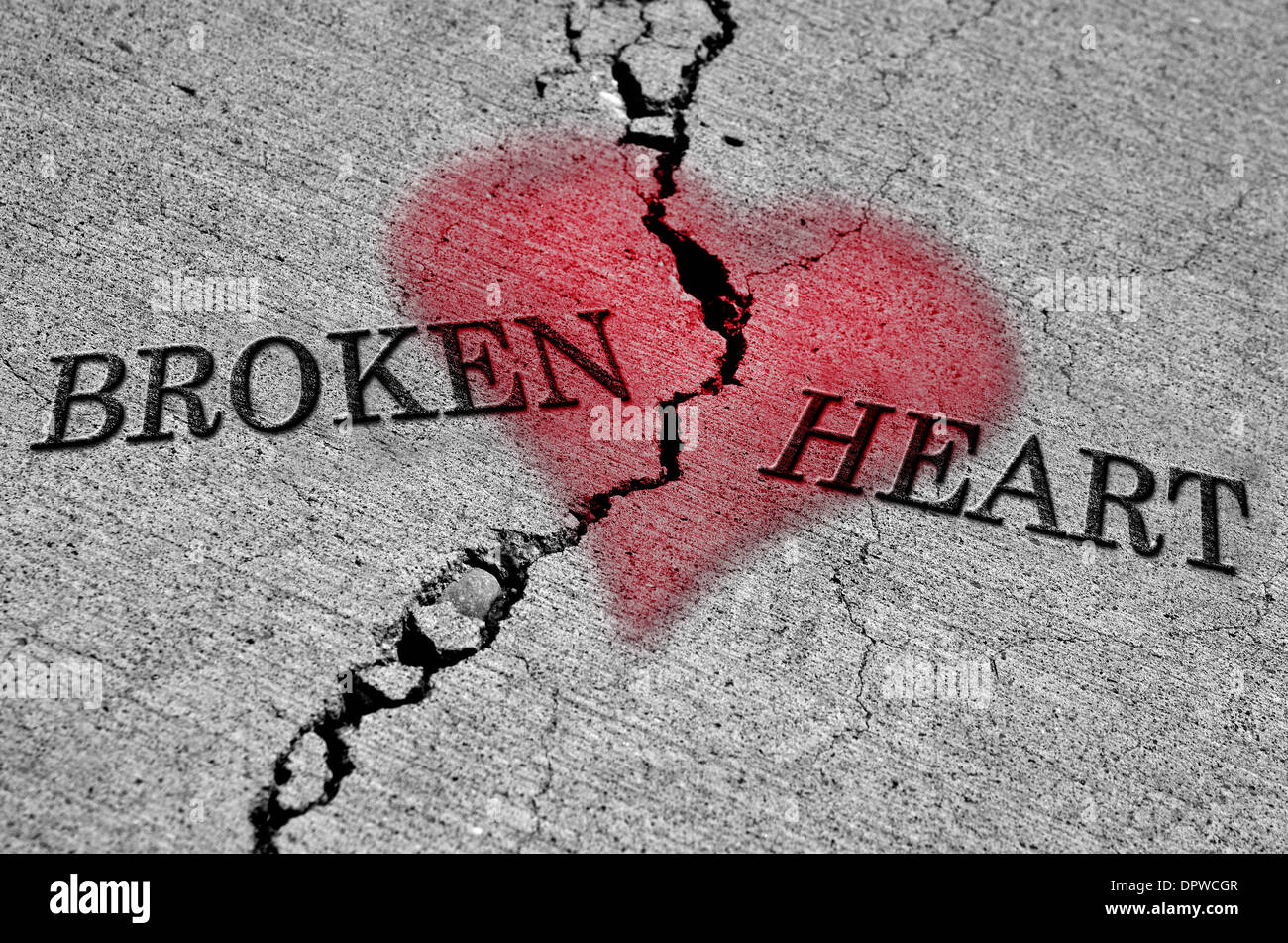 Words For Broken Heart Large Crack In Cement With Words Broken Heart And Red Stock Photo - Alamy