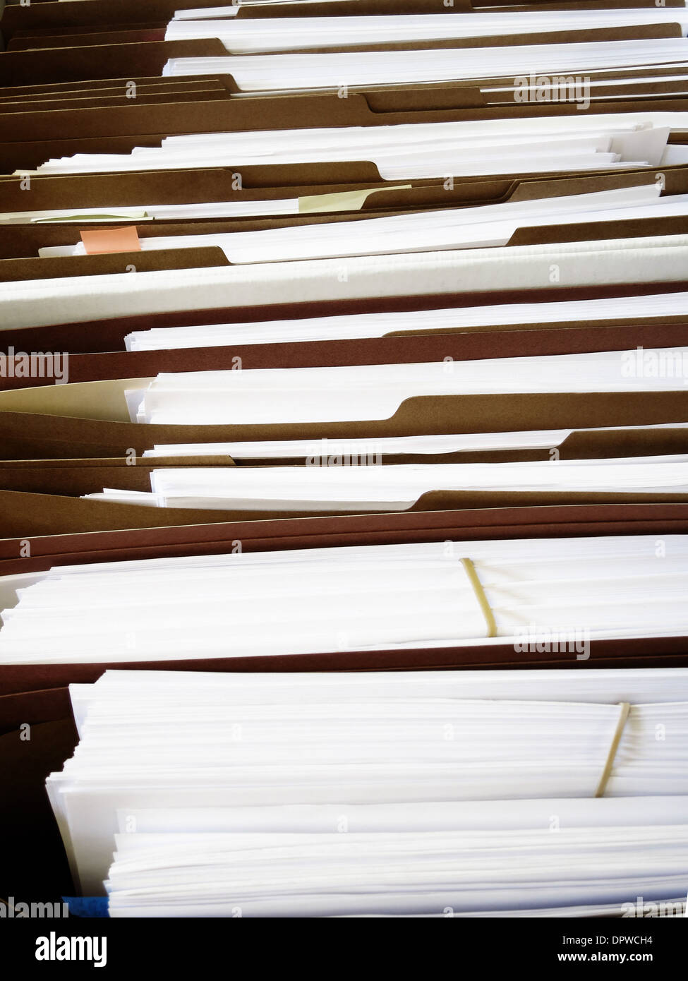 Business files arranged and organized in boxes folders Stock Photo