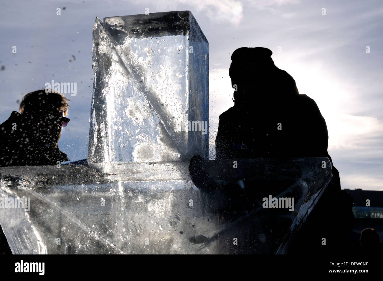 London Ice Sculpting Festival 2014 at Canary Wharf. Stock Photo