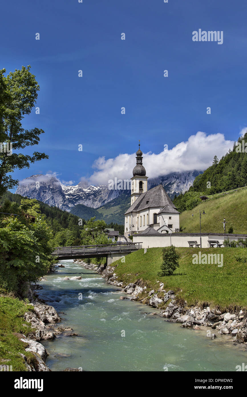 Church in Ramsau, Germany at Berchresgaden Stock Photo