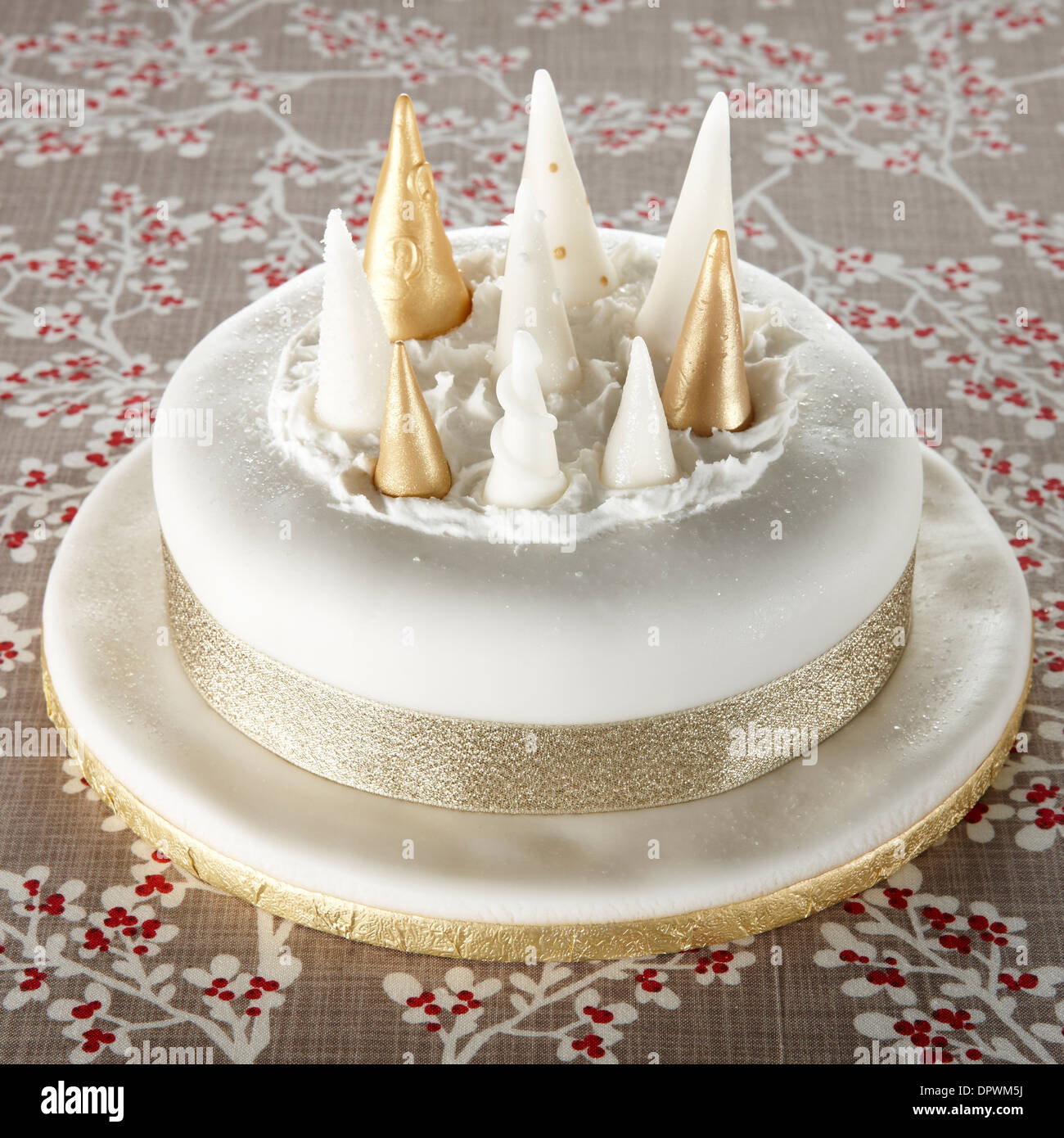 Enchanted forest Christmas cake Stock Photo