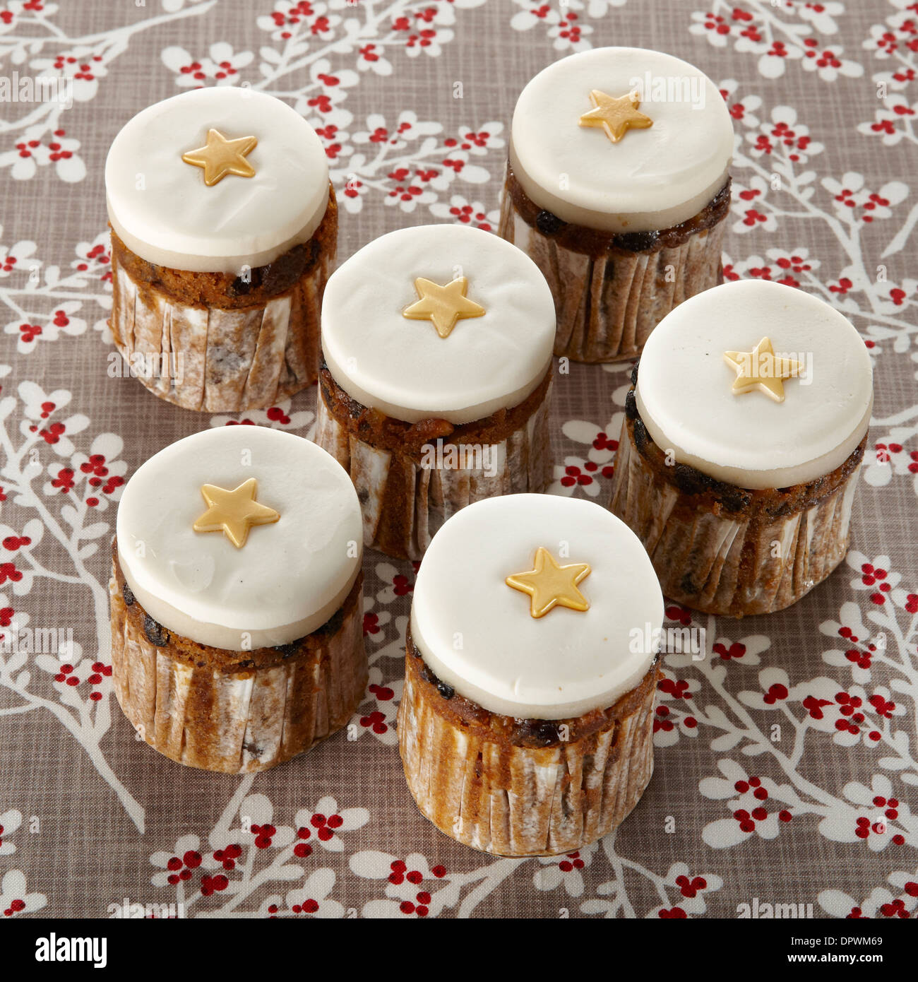 Mini Christmas cakes individual Stock Photo
