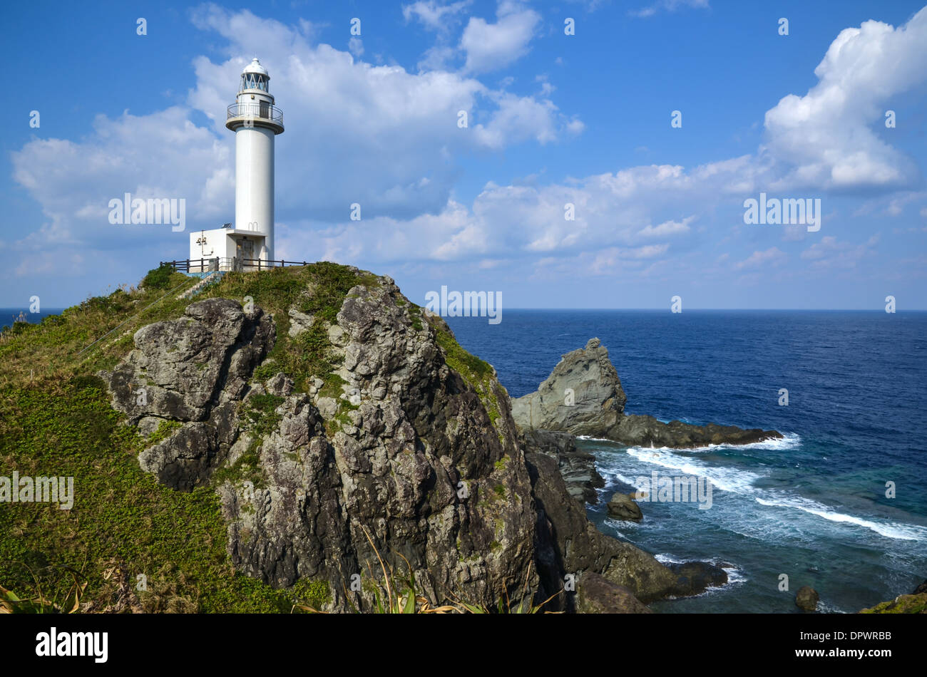 Ligthouse at the cliffs of Uganzaki at the japanese island Ishigaki Stock Photo