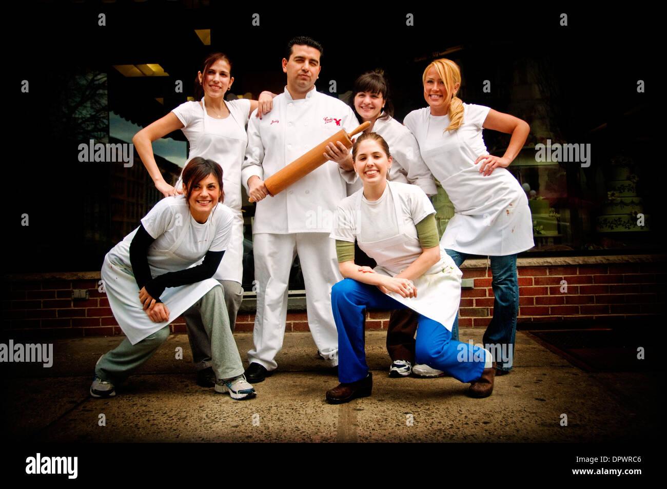 April 07, 2009 - Hoboken, New Jersey, U.S. - BUDDY VALASTRO and cake designers from TLC's TV show, 'Cake Boss' in their Hoboken Bakery, Carlo's Bake Shop. (Credit Image: © Brooke Ismach/ZUMAPRESS.com) Stock Photo