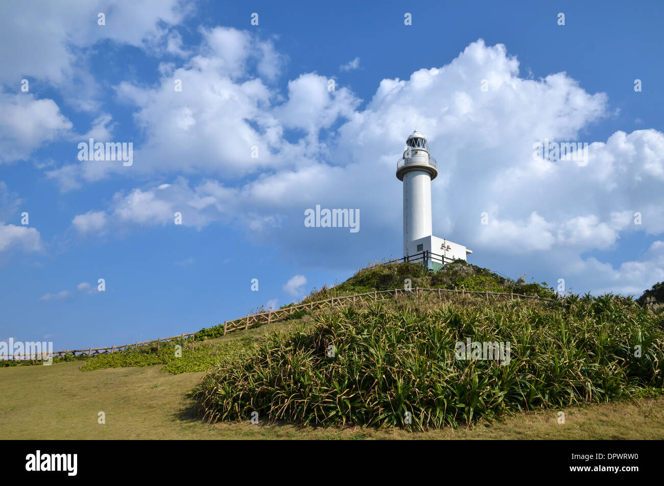 Uganzaki Lighthouse at he japanese island Ishigaki in Okinawa prefecture Stock Photo