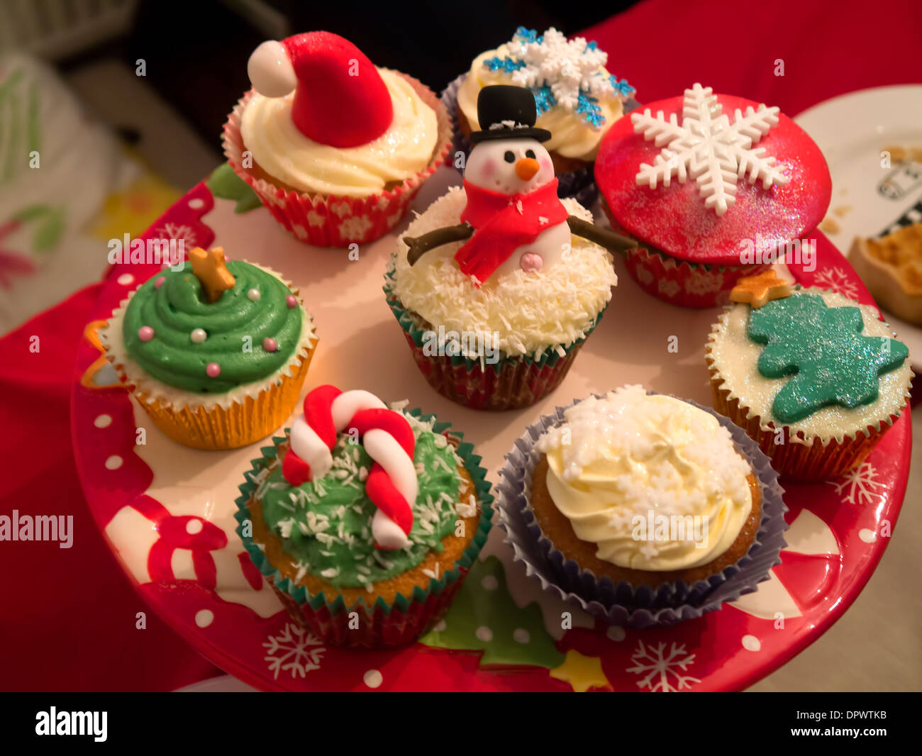 Christmas themed cupcakes Stock Photo