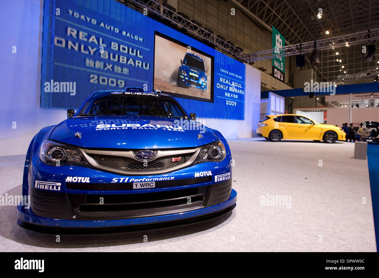 Jan 09 09 Chiba Japan The Subaru Impreza Wrc 08 Car Is Displayed At The Tokyo Auto Salon Car Show Taking Place At Makuhari Messe Convention Center The Show Will