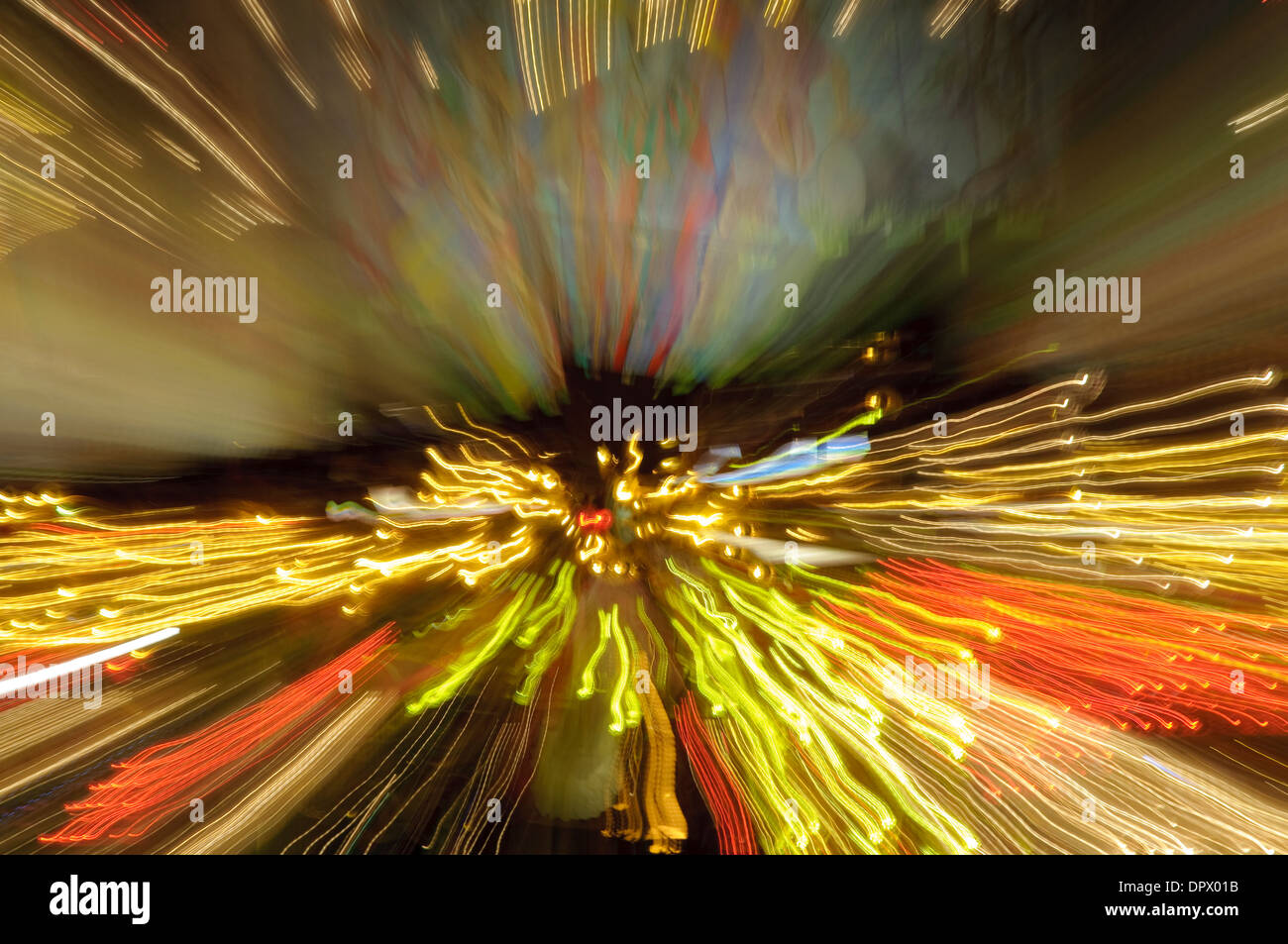 Dynamic, chaotic light trails Stock Photo