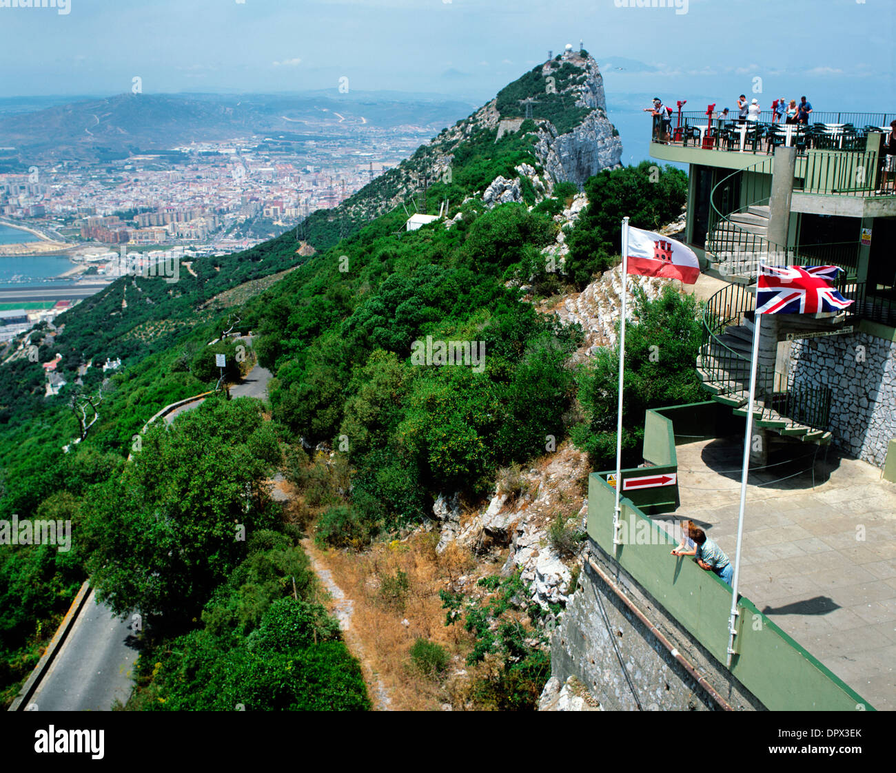 Aerial view of Gibraltar as seen from the top of the Rock of Gibraltar, Spain Stock Photo