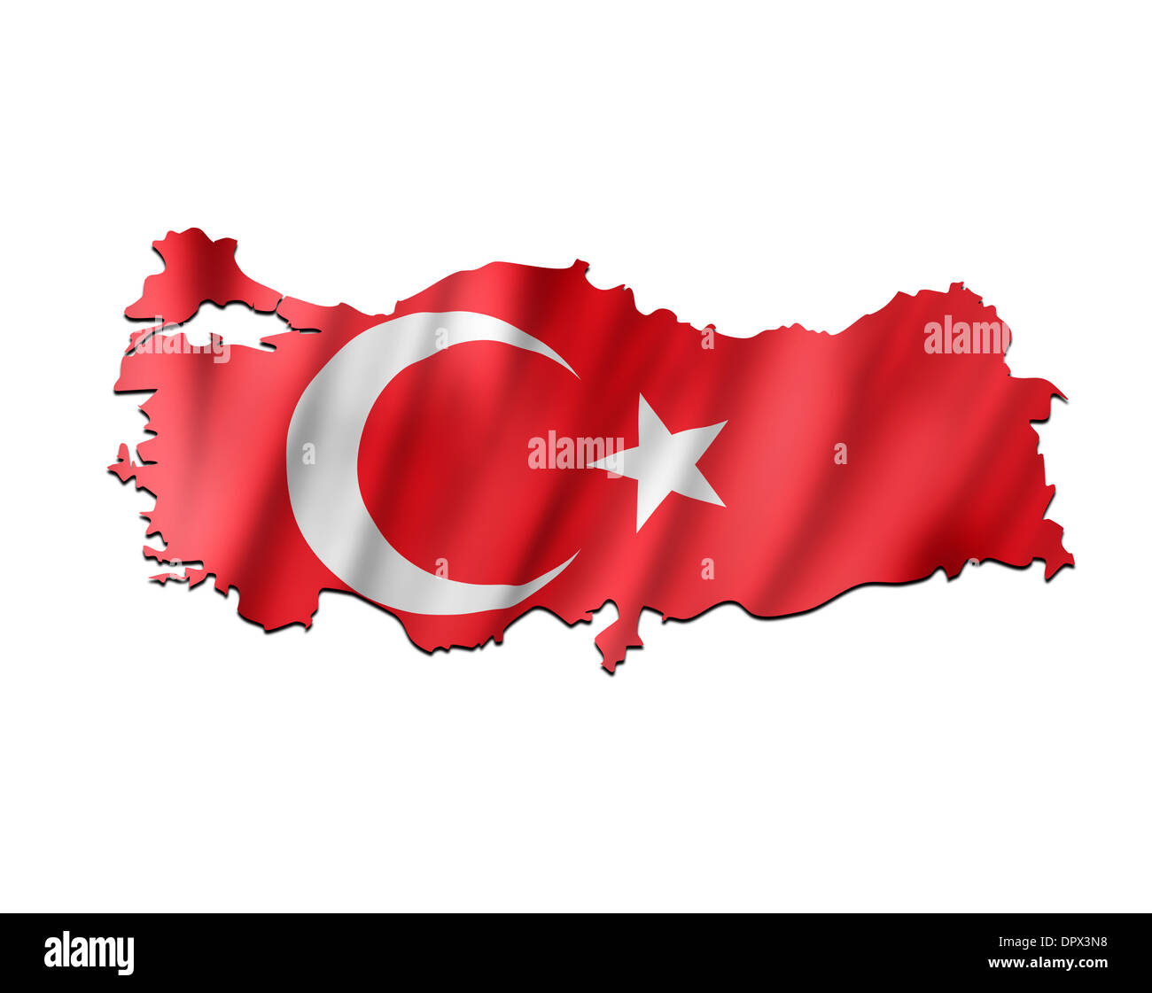 Map of Turkey with waving flag Stock Photo - Alamy