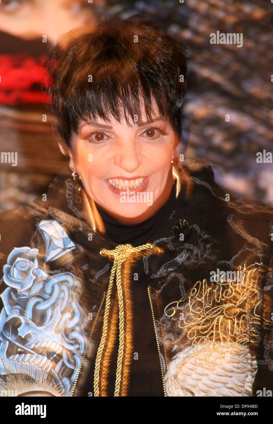Dec 09, 2008 - New York, NY, USA - Singer/actress LIZA MINNELLI pedals for power at the Durcell Power Lodge. The power she pedals will contribute to lighting of the 2009 sign on New Year's Eve in Times Square. (Credit Image: © Nancy Kaszerman/ZUMA Press) Stock Photo