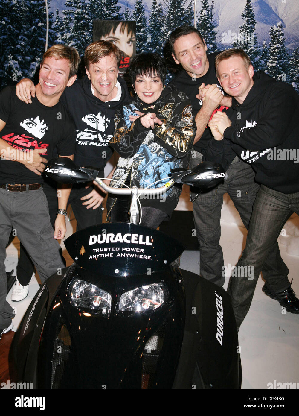 Dec 09, 2008 - New York, NY, USA - Singer/actress LIZA MINNELLI pedals for power at the Durcell Power Lodge. The power she pedals will contribute to lighting of the 2009 sign on New Year's Eve in Times Square. (Credit Image: © Nancy Kaszerman/ZUMA Press) Stock Photo