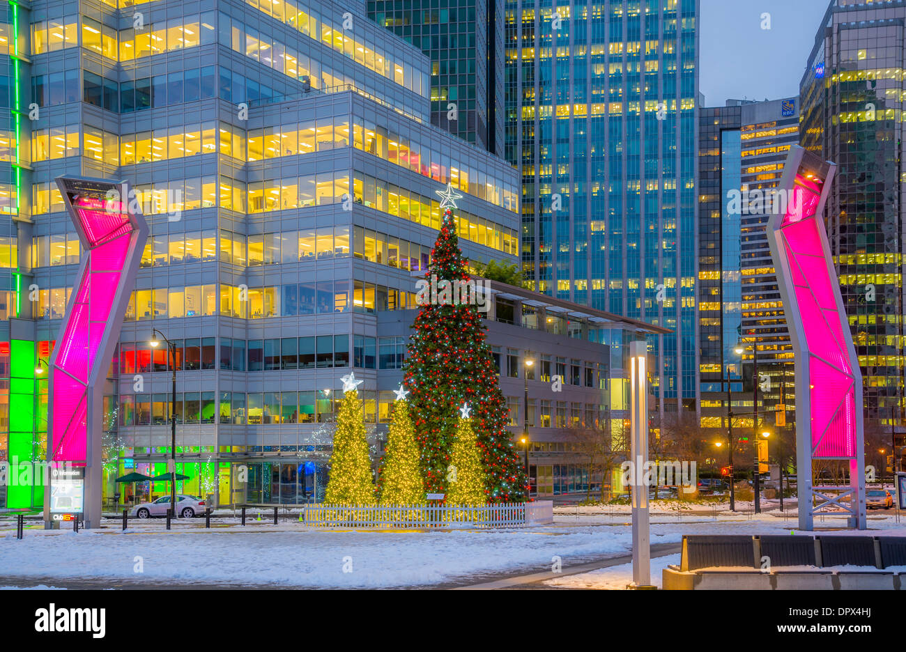 Christmas tree, Jack Poole Plaza, Vancouver, British Columbia, Canada