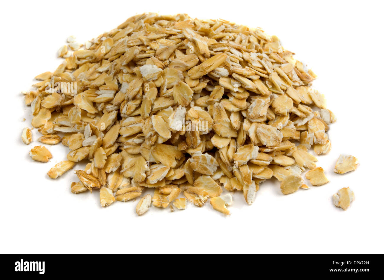 Pile of porridge oats isolated on white Stock Photo