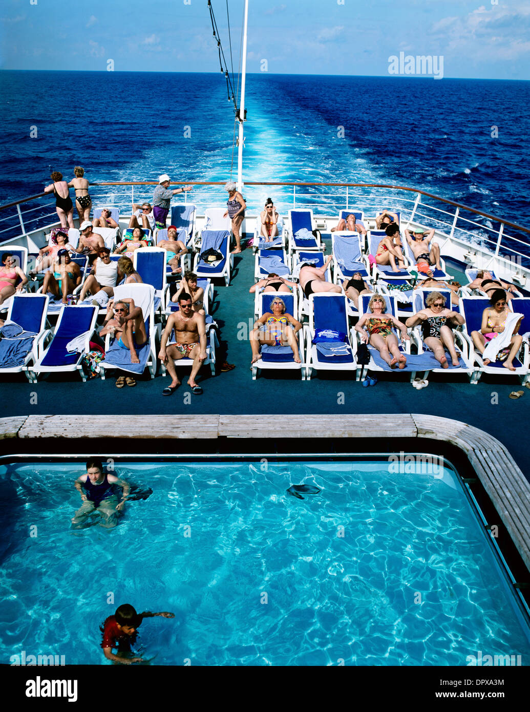 Tourists relaxing on a cruise ship at sea, Mexico Stock Photo - Alamy