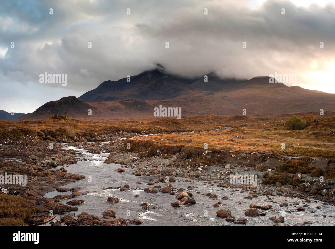 View of Sgurr nan Gillean of the Black Cuillins, Sligachan, Isle of Skye, Scotland Stock Photo