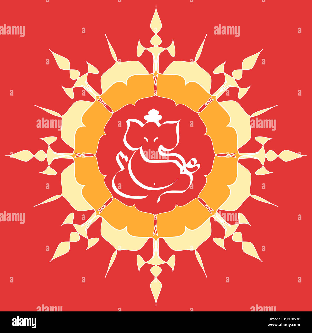 Indian God Ganesha design on flower Stock Photo
