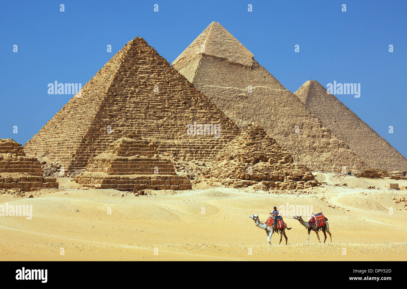 The Pyramids at Giza in Egypt Stock Photo