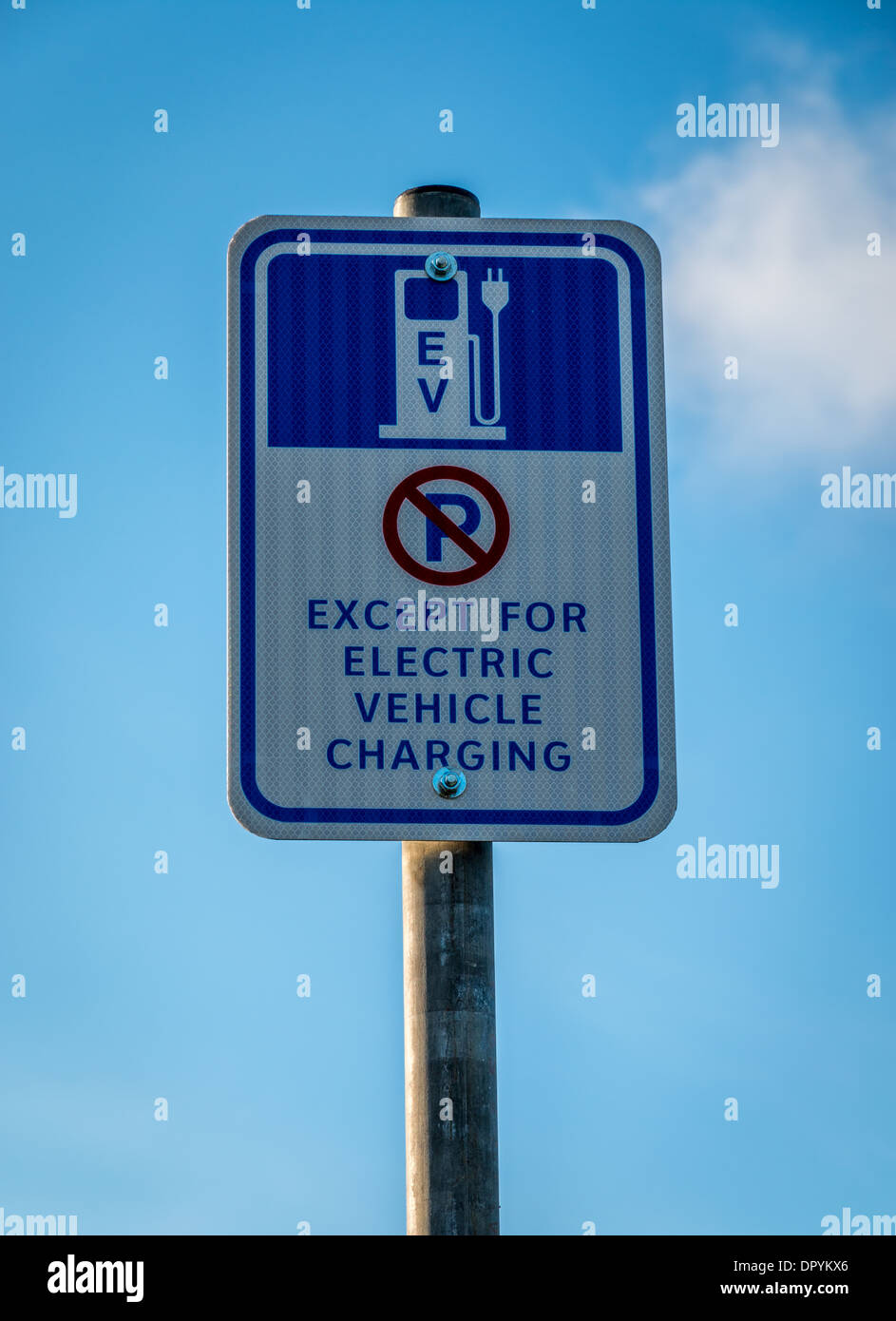 electric vehicle charging sign. Stock Photo