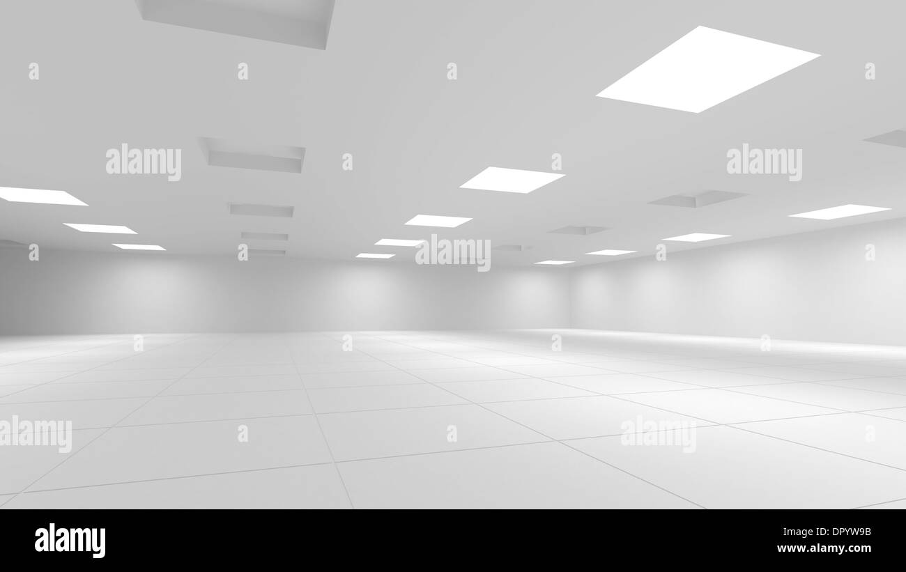 Abstract white 3d interior with square lights Stock Photo - Alamy