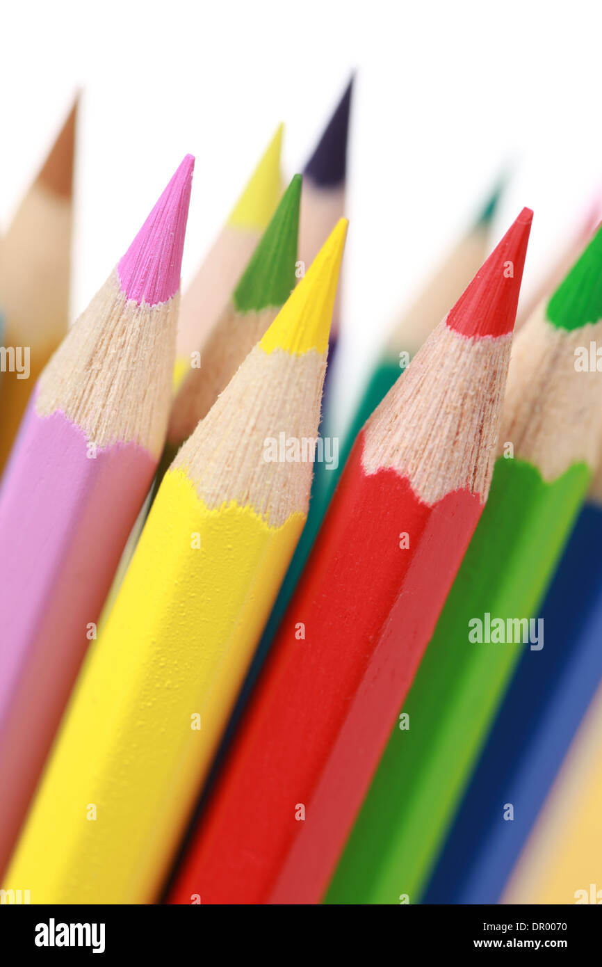 Group of colored pencils, isolated on white Stock Photo