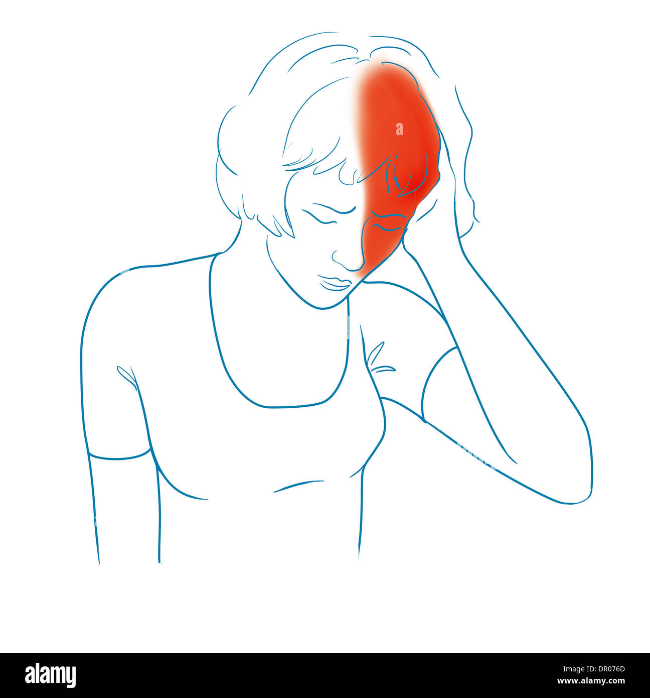 Headache drawing illustration female hires stock photography and