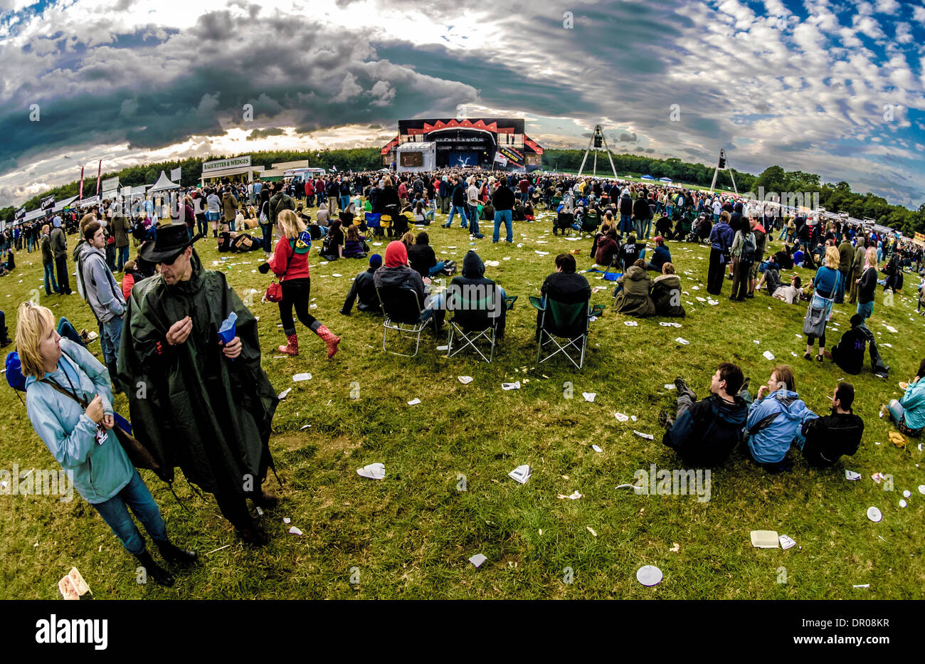 Leeds festival - crowd shot with fisheye lens. Stock Photo