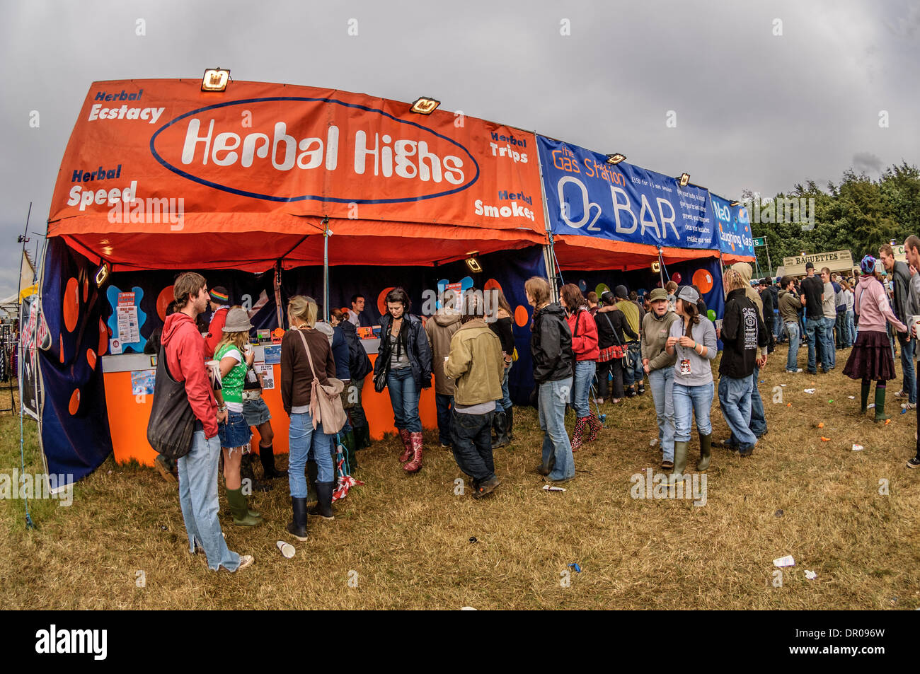 Herbal Highs and Oxygen bar at music festival Stock Photo