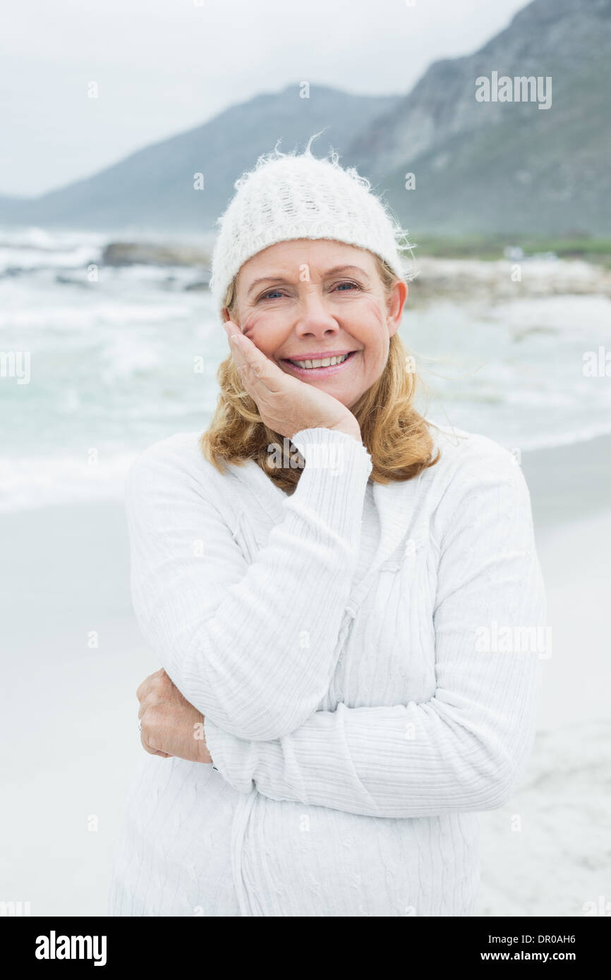 Portrait of a smiling senior woman at beach Stock Photo - Alamy