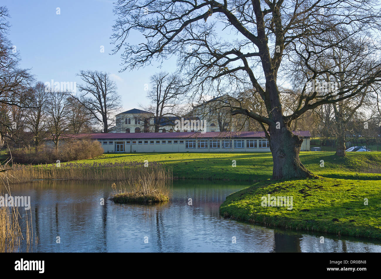 Landscape park around Schloss Basedow Castle, Mecklenburg, Germany. Stock Photo